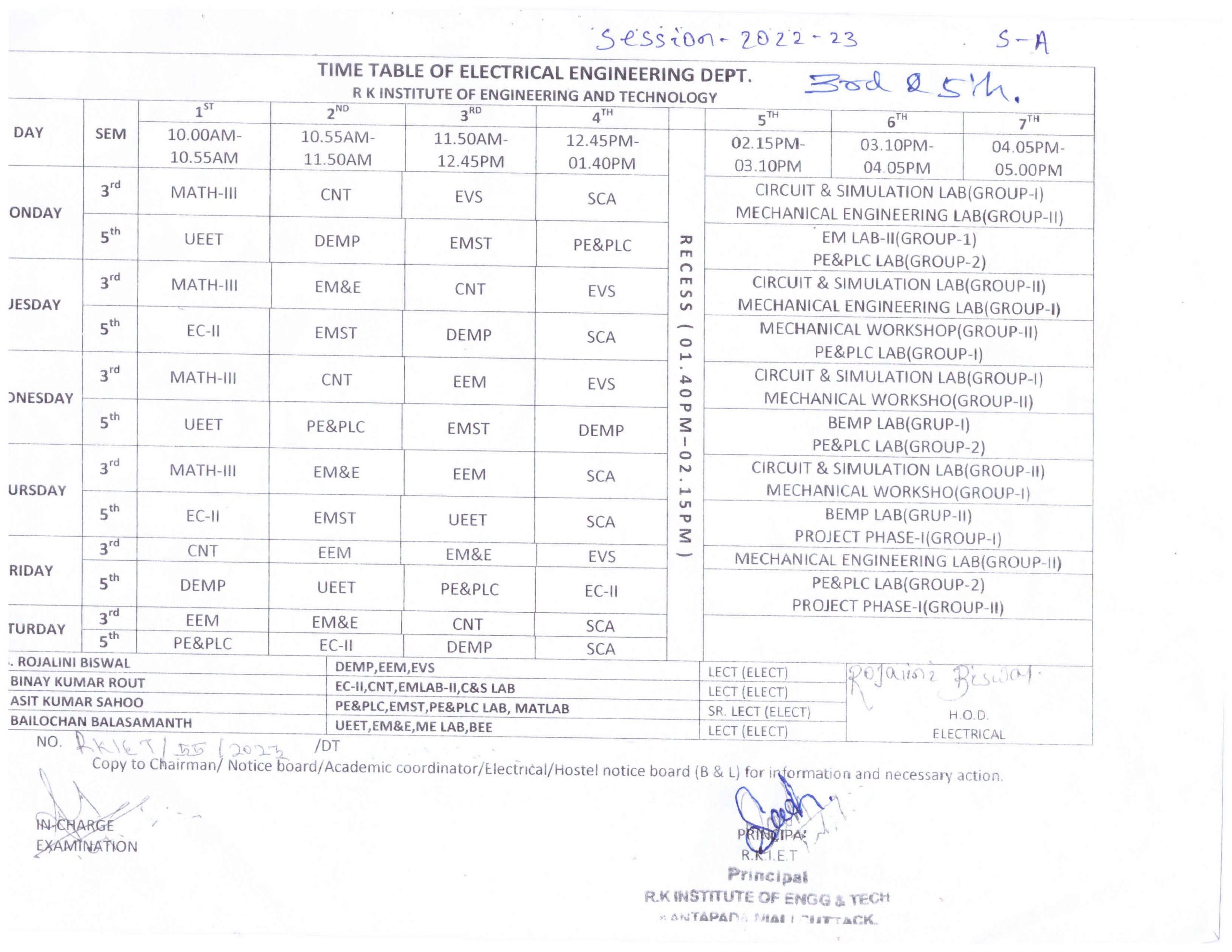 Electrical 2022-23 Time table 3rd & 5th -001 