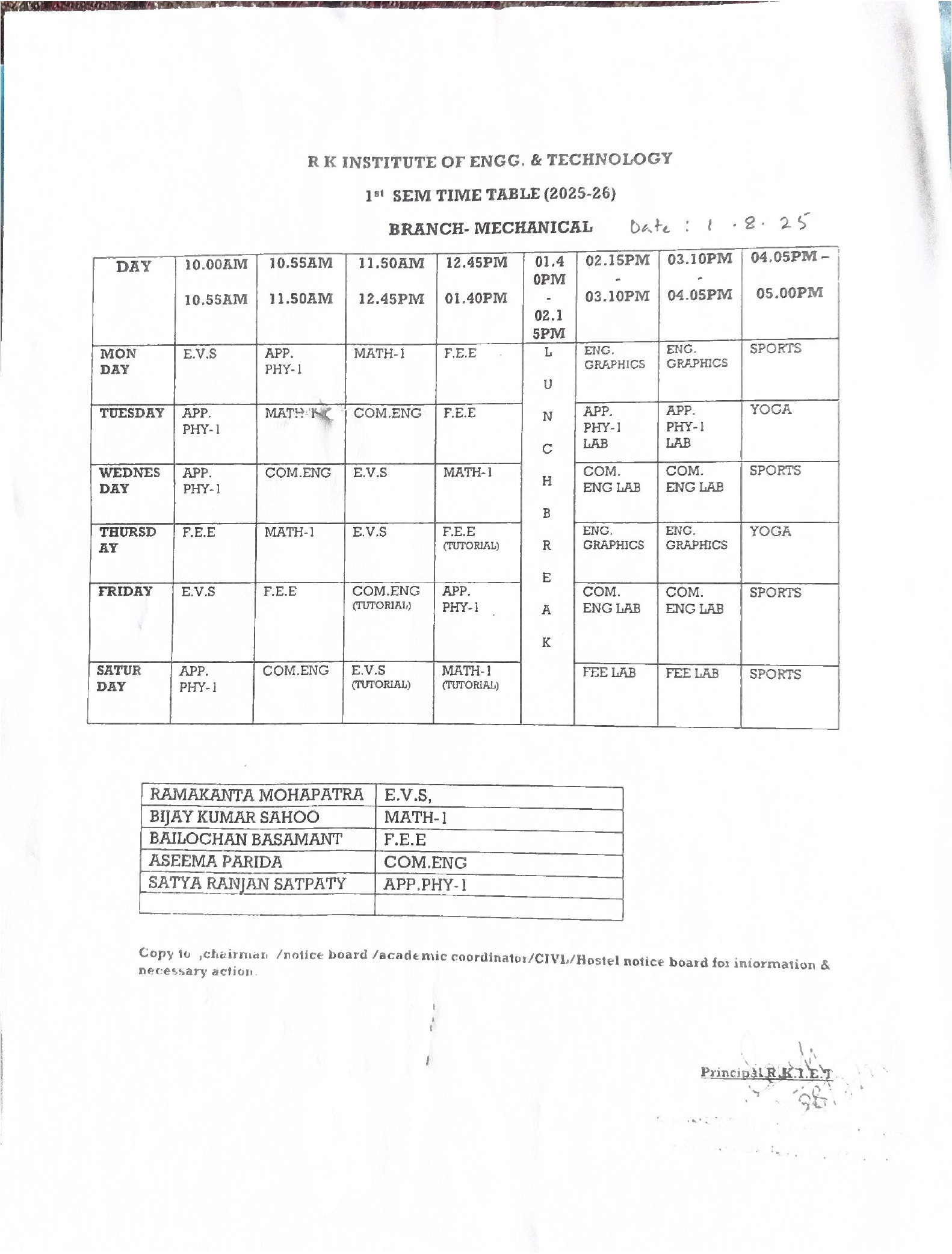 Elect. Time Table 2022-23,4th & 6th -002
