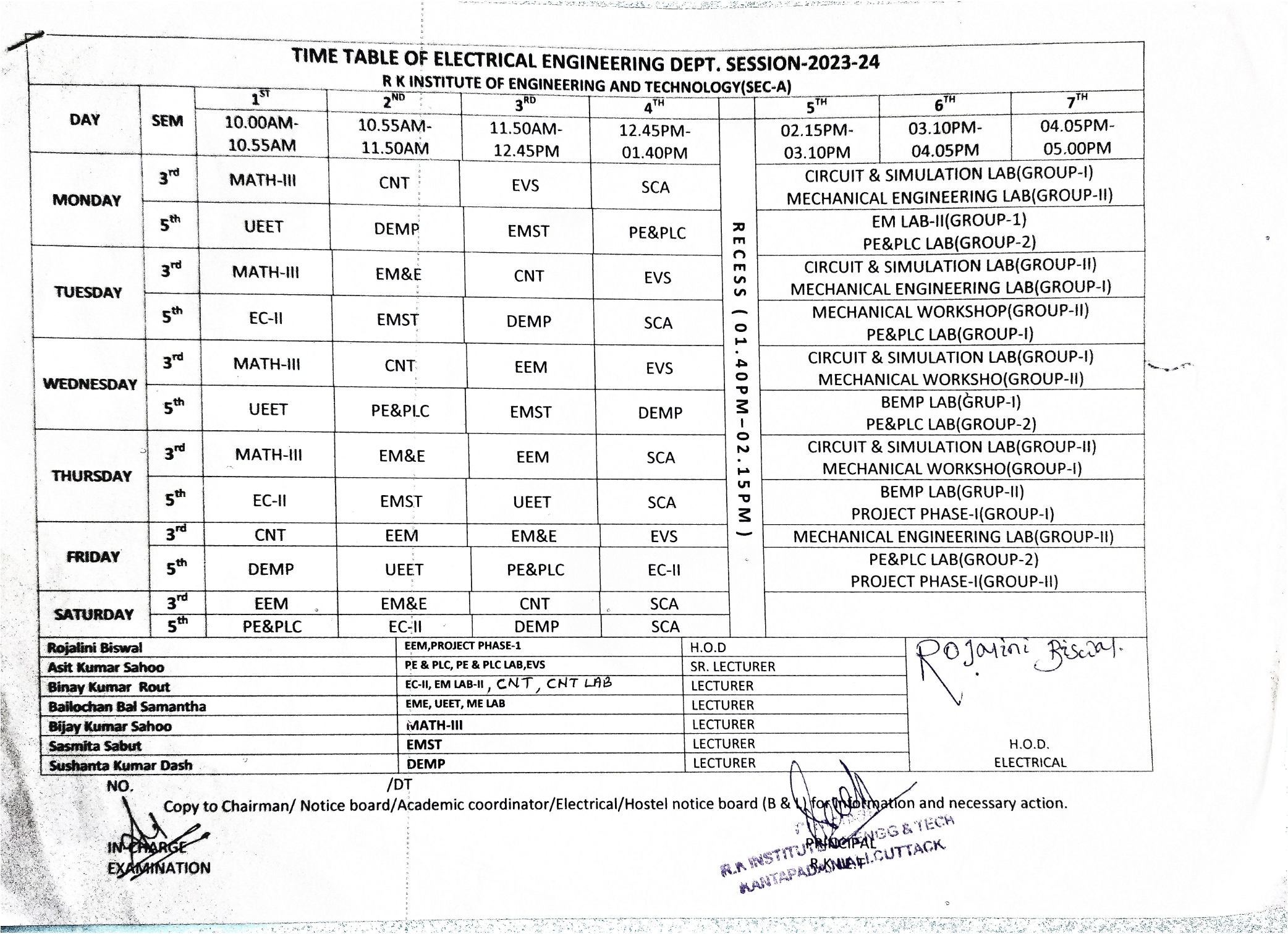 Elect. Time Table 2022-23,4th & 6th -002