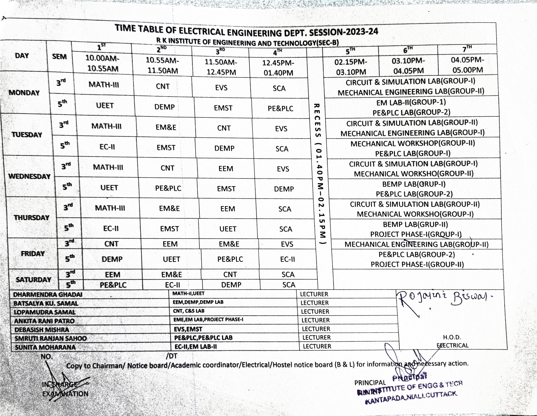 Elect. Time Table 2022-23,4th & 6th -002