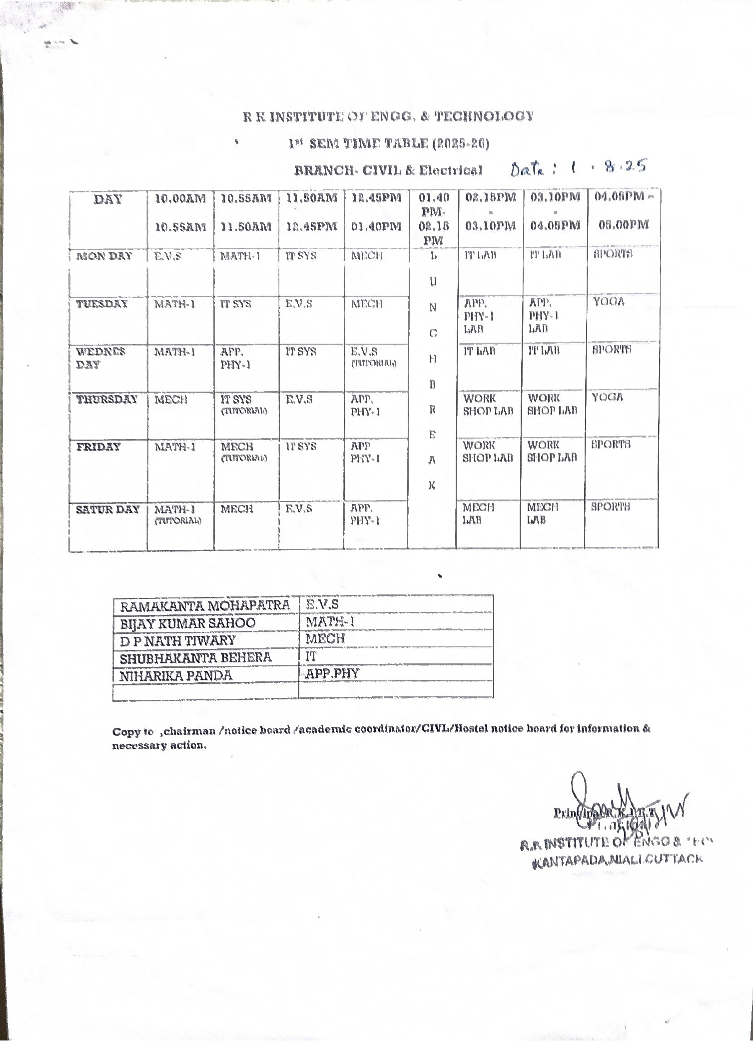 Elect. Time Table 2022-23,4th & 6th -002