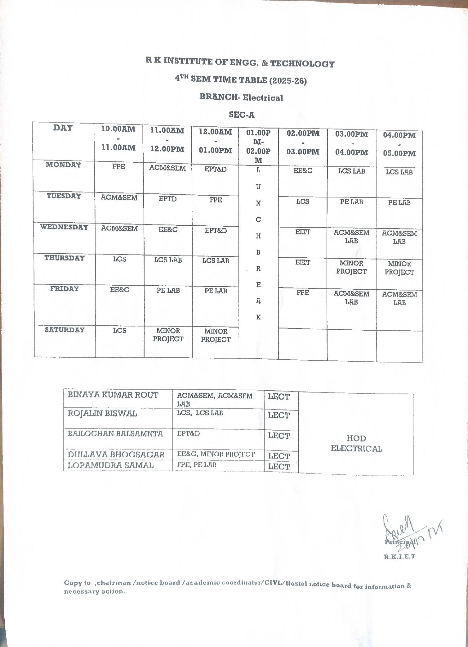 Elect. Time Table 2022-23,4th & 6th -002