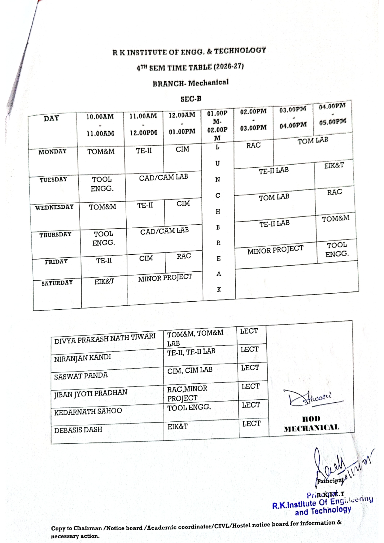 Elect. Time Table 2022-23,4th & 6th -002
