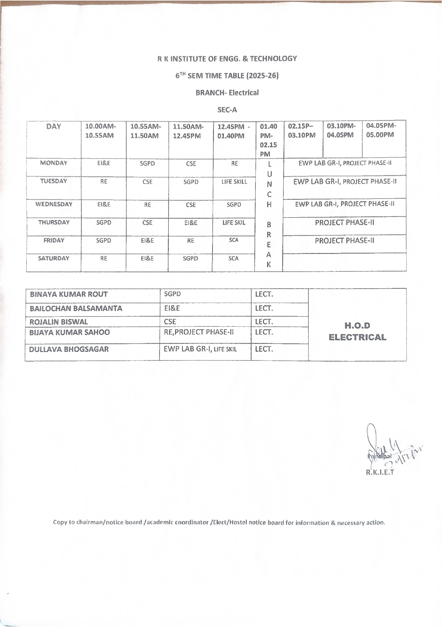 Elect. Time Table 2022-23,4th & 6th -002